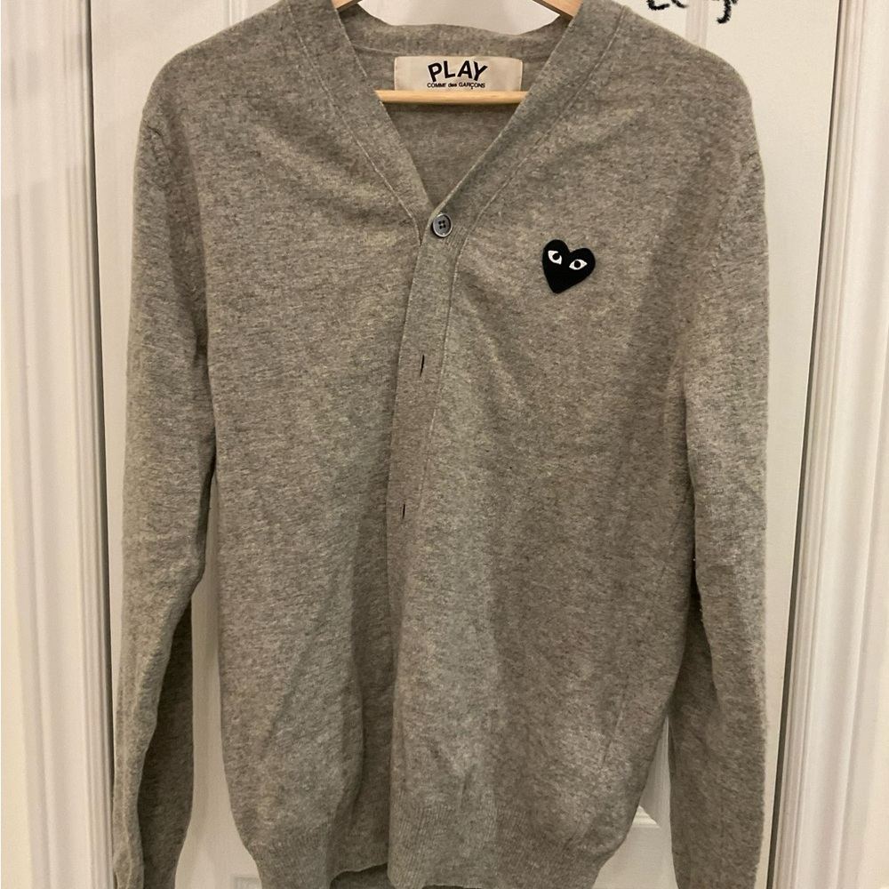 Comme des Garcons Gray Cardigan with Heart Patch